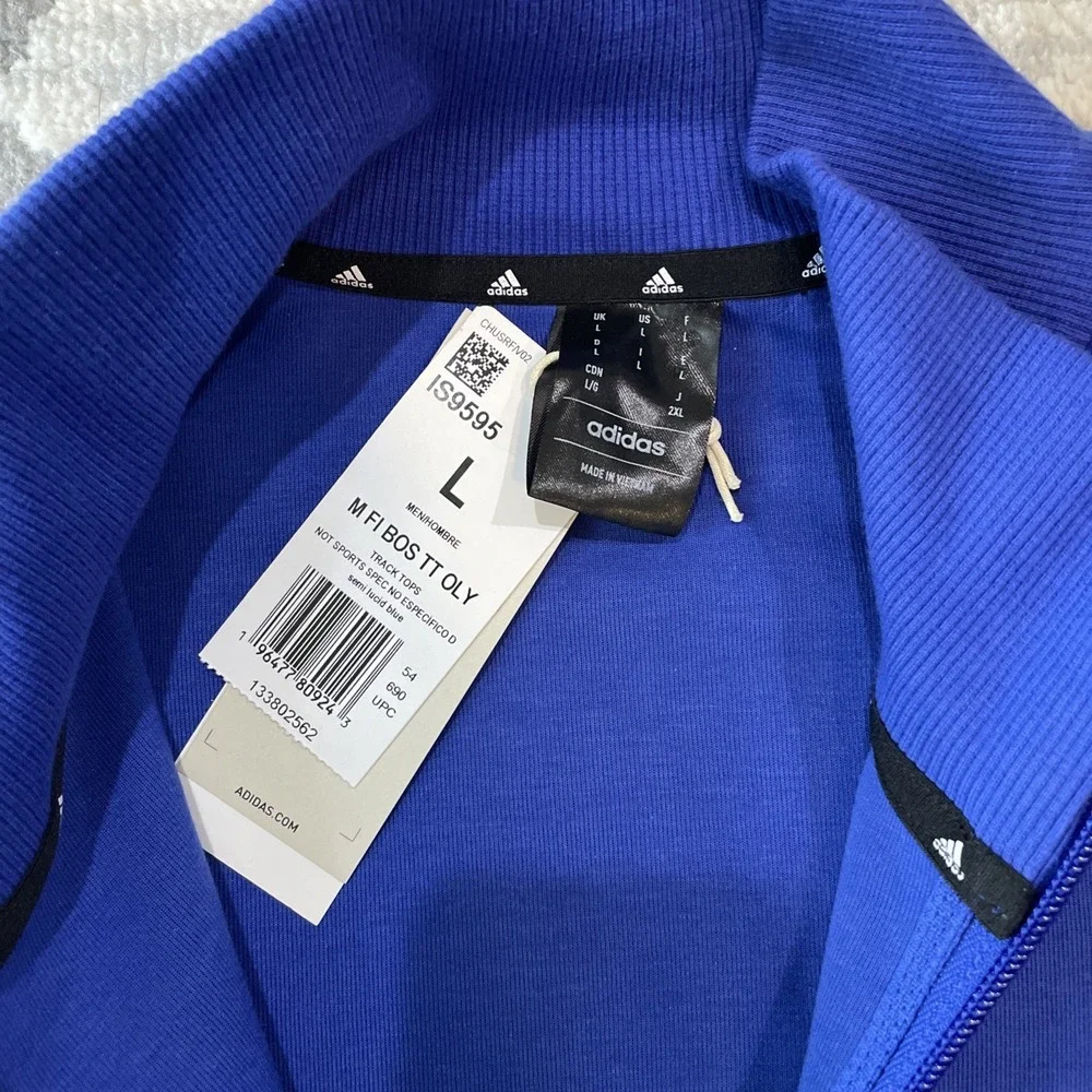 Adidas Mens Future Icons Badge of Sport Track Jacket IS9595 FI Boss Blue Large - Picture 5 of 6